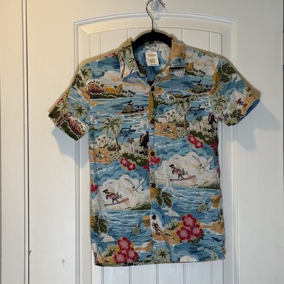 Disney Kid’s Hawaii Themed Button Up Shirt Size 9/10 Medium - Picture 1 of 6